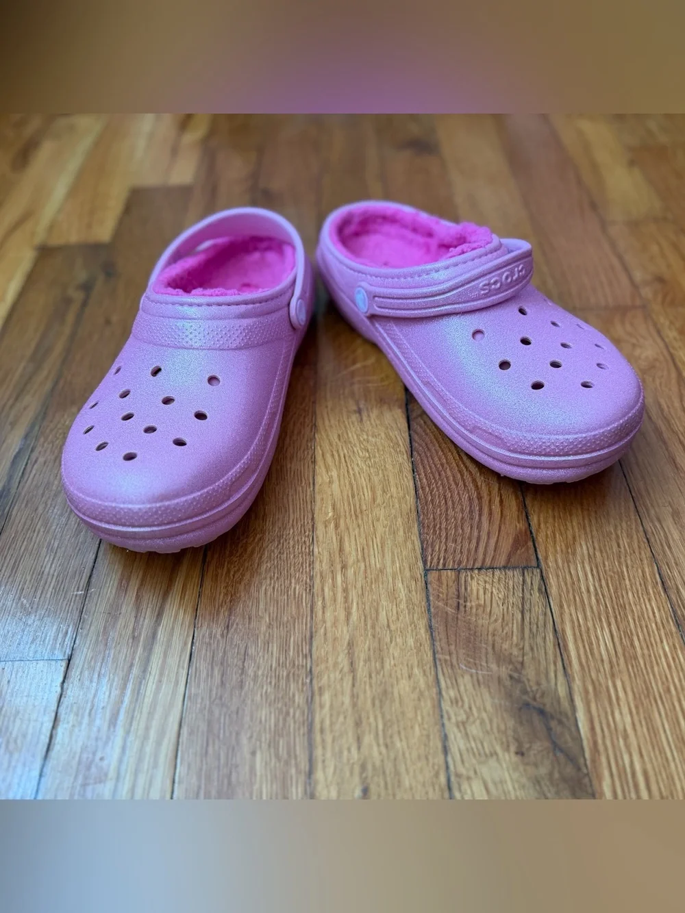 Crocs Classic Lined Clog Pink Glitter Shimmer Barbiecore Aesthetic